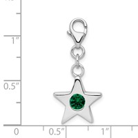 Sterling Silver Rhodium-plated May CZ Birthstone Star Charm view 4
