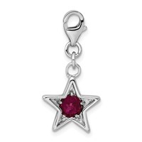 Sterling Silver Rhodium-plated July CZ Birthstone Star Charm view 3