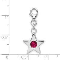 Sterling Silver Rhodium-plated July CZ Birthstone Star Charm view 4