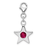 Sterling Silver Rhodium-plated July CZ Birthstone Star Charm view 1
