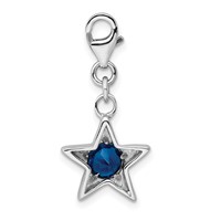 Sterling Silver Rhodium-plated September CZ Birthstone Star Charm view 3