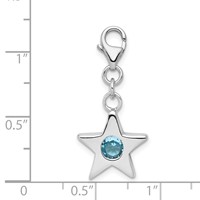 Sterling Silver Rhodium-plated September CZ Birthstone Star Charm view 4