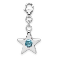 Sterling Silver Rhodium-plated September CZ Birthstone Star Charm view 1