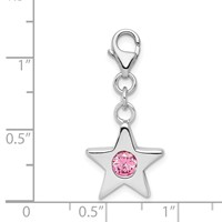 Sterling Silver Rhodium-plated October CZ Birthstone Star Charm view 4