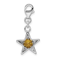 Sterling Silver Rhodium-plated November CZ Birthstone Star Charm view 3
