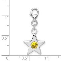 Sterling Silver Rhodium-plated November CZ Birthstone Star Charm view 4