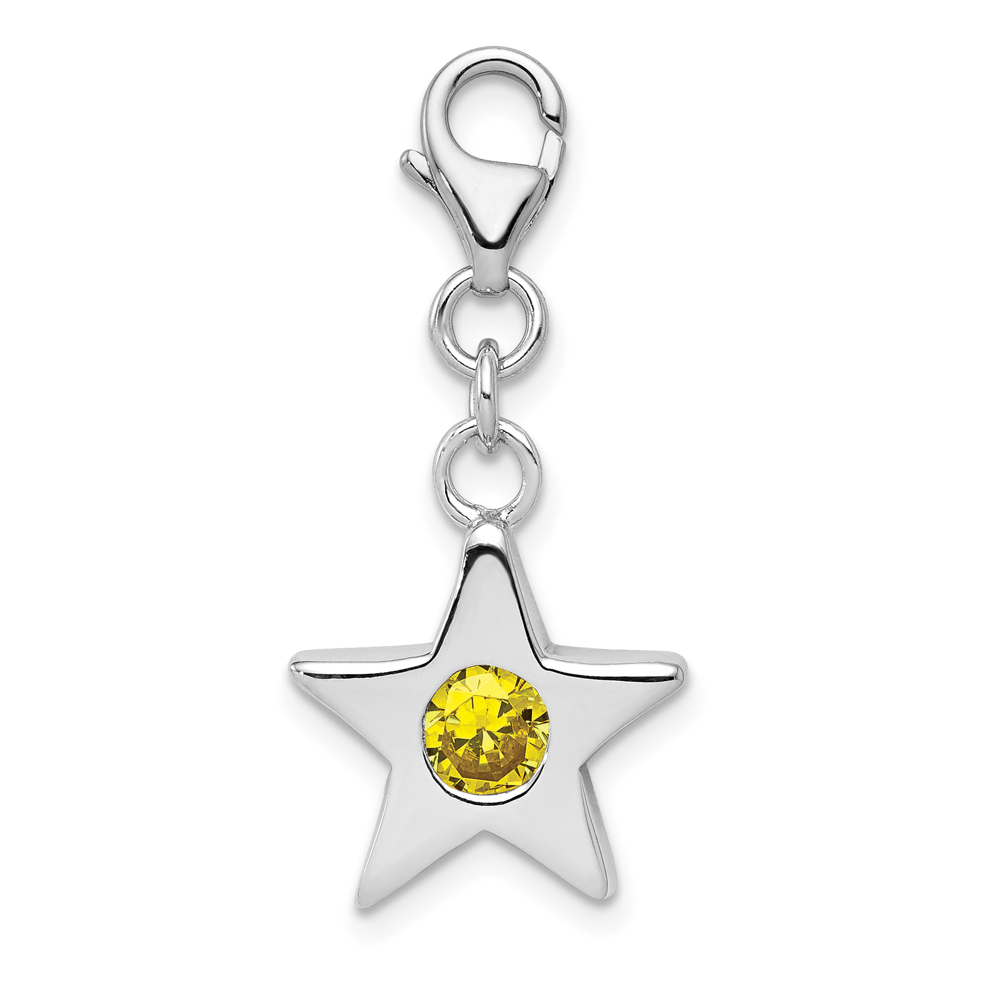 Sterling Silver Rhodium-plated November CZ Birthstone Star Charm (QC4820)