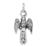 Sterling Silver 3-D Polished & Antiqued Angel Charm view 4