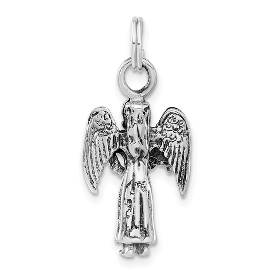 Sterling Silver 3-D Polished & Antiqued Angel Charm