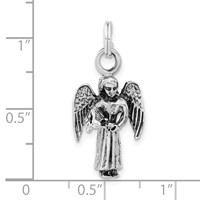 Sterling Silver 3-D Polished & Antiqued Angel Charm view 3