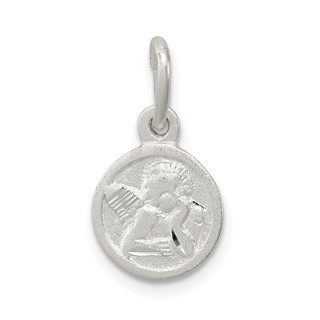 Sterling Silver D/C Cherub Disk Charm