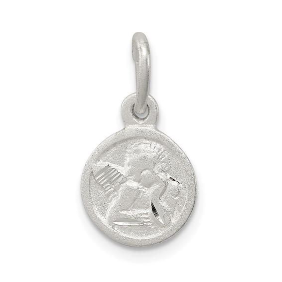 Sterling Silver D/C Cherub Disk Charm