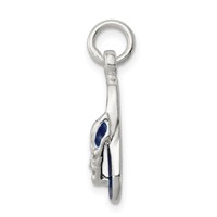 Sterling Silver CZ and Blue Enameled Flip Flop Charm view 2