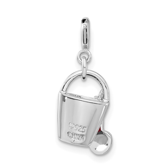 Sterling Silver Preciosa Crystal & Enameled Bucket & Shovel Charm