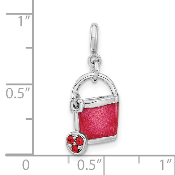 Sterling Silver Preciosa Crystal & Enameled Bucket & Shovel Charm