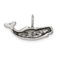 Sterling Silver Antiqued Blue Whale Pendant view 4