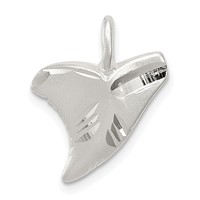Sterling Silver Diamond Cut Shark Tooth Pendant view 1