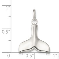 Sterling Silver Rhodium-plated Whale Tail Charm view 3