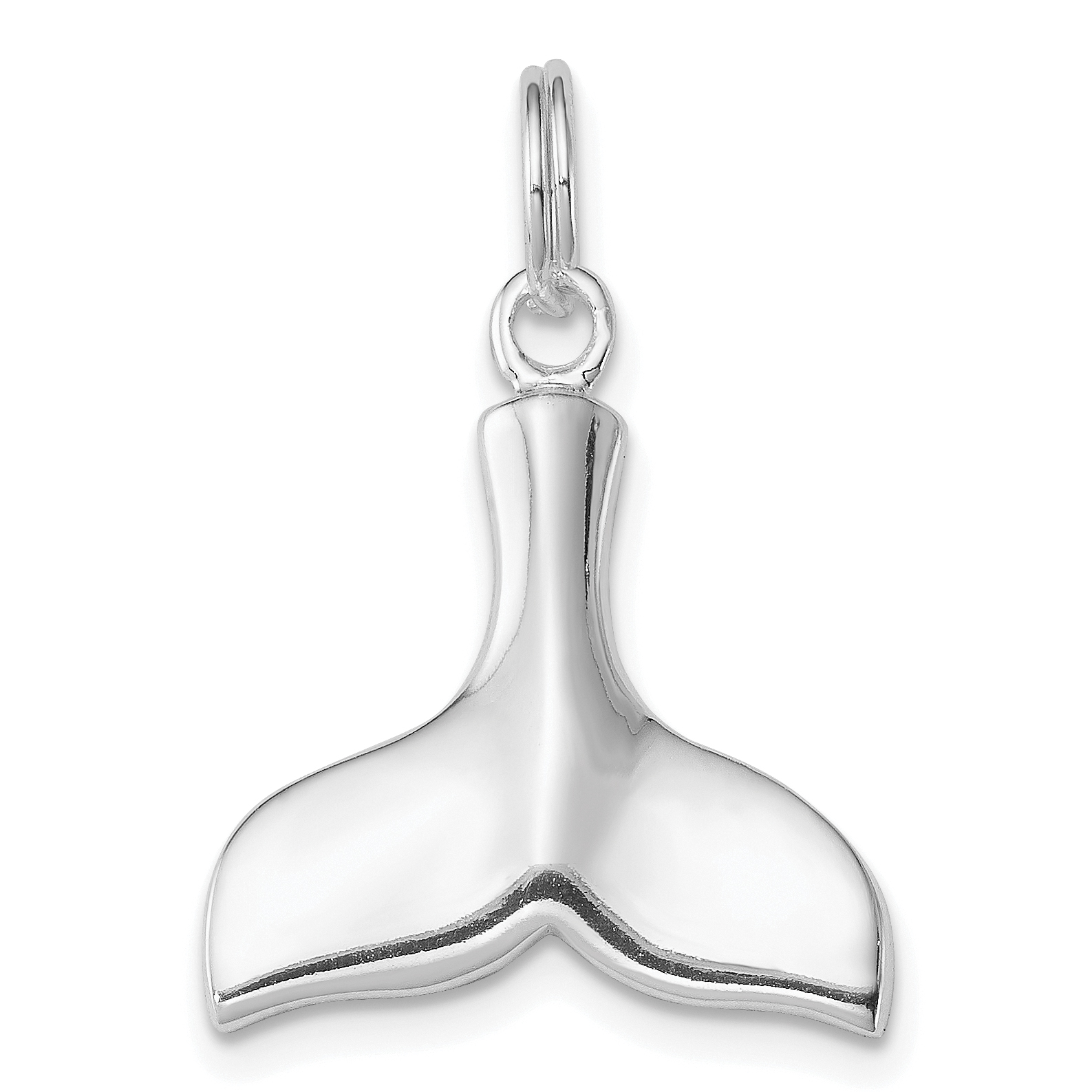 Sterling Silver Rhodium-plated Whale Tail Charm (QC4884)