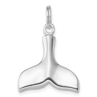 Sterling Silver Rhodium-plated Whale Tail Charm view 1