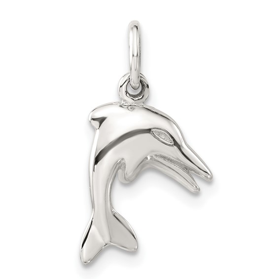Sterling Silver Polished 3-D Reversible Dolphin Charm