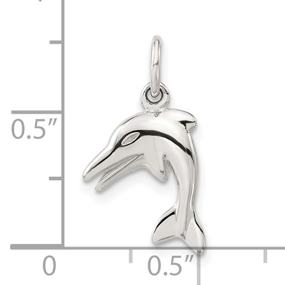 Sterling Silver Polished 3-D Reversible Dolphin Charm