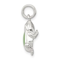 Sterling Silver Green Cats Eye Frog Charm view 2