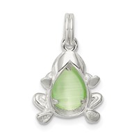 Sterling Silver Green Cats Eye Frog Charm view 4
