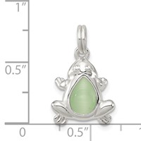 Sterling Silver Green Cats Eye Frog Charm view 3
