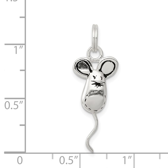 Sterling Silver Rhodium-plated Mouse Charm