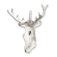 Sterling Silver Diamond Cut Deer Head Pendant view 3