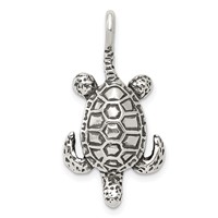 Sterling Silver Antiqued Sea Turtle Pendant view 1