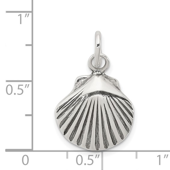 Sterling Silver Antiqued Sea Shell Charm