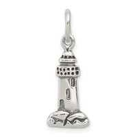 Sterling Silver Antiqued Lighthouse Charm view 1
