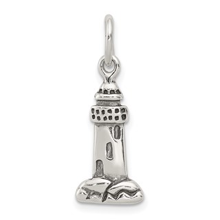 Sterling Silver Antiqued Lighthouse Charm