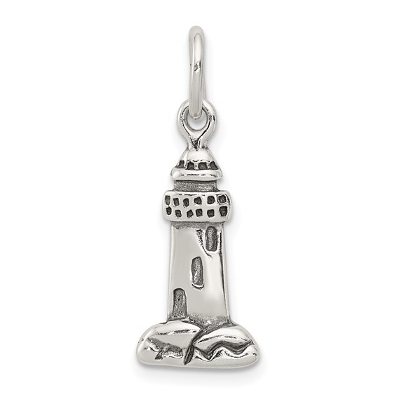 Sterling Silver Antiqued Lighthouse Charm