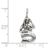 Sterling Silver Antiqued Mermaid Pendant view 3