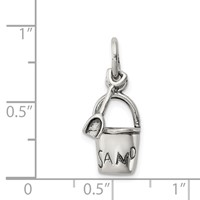 Sterling Silver Antiqued Sand Bucket and Shovel Charm view 3