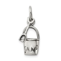 Sterling Silver Antiqued Sand Bucket and Shovel Charm view 1