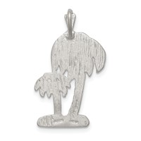 Sterling Silver Diamond Cut Palm Trees Pendant Charm view 4