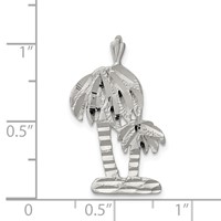 Sterling Silver Diamond Cut Palm Trees Pendant Charm view 3