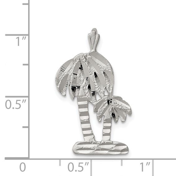 Sterling Silver Diamond Cut Palm Trees Pendant Charm