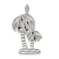 Sterling Silver Diamond Cut Palm Trees Pendant Charm view 1