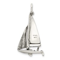 Sterling Silver Antiqued Sailboat Charm view 4