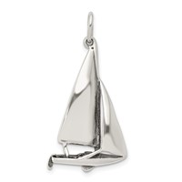 Sterling Silver Antiqued Sailboat Charm view 1