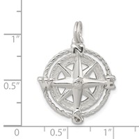 Sterling Silver Rhodium-plated Compass Charm view 3