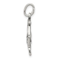 Sterling Silver Antiqued Sailboat in Wheel Charm view 2