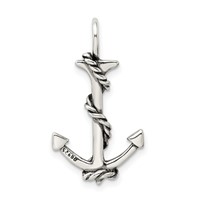Sterling Silver 3D Antiqued Anchor and Rope Pendant view 4