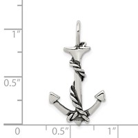 Sterling Silver 3D Antiqued Anchor and Rope Pendant view 3