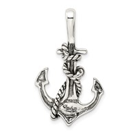 Sterling Silver Antiqued Anchor and Rope Pendant view 4